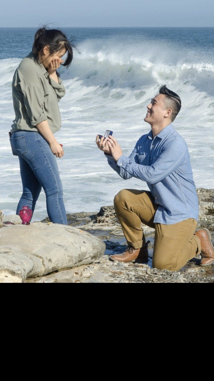 Photograph of a beautiful couple getting engaged