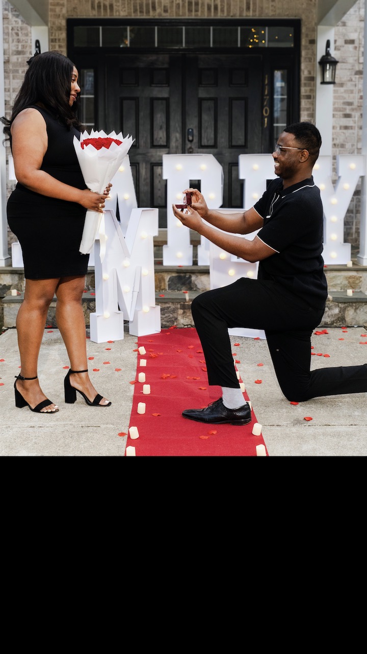 Photograph of a beautiful couple getting engaged