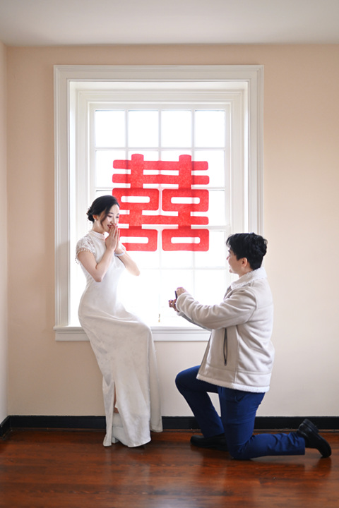 Photograph of a beautiful couple getting engaged